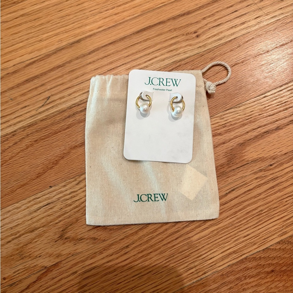 J. Crew Gold and White Pearl Earrings